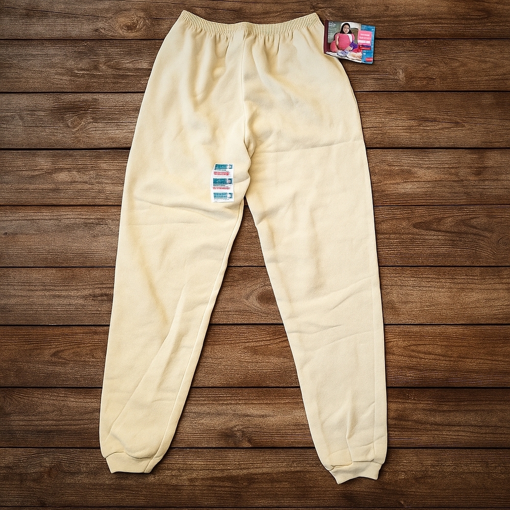 NWT 1996 Hanes Her Way Vintage Ivory Sweatpants Roomy Fit Made in USA Sz Large